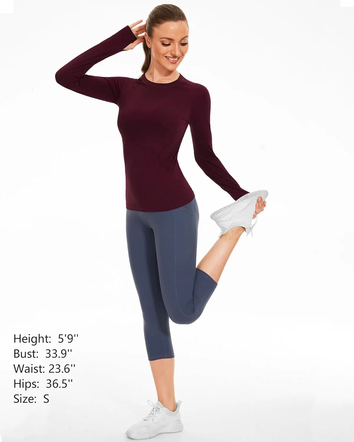 Stelle Women Workout Shirts Seamless Long Sleeve Yoga Tops with Thumb Holes for Sports Running Breathable Athletic Slim Fit
