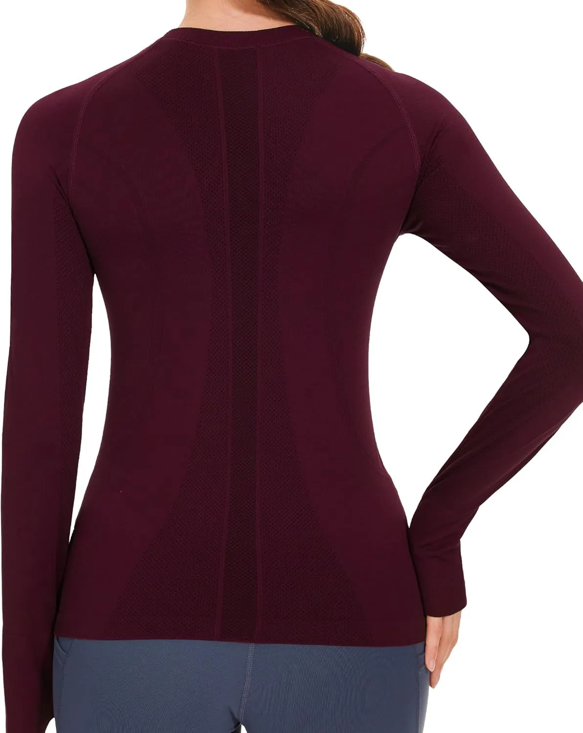 Stelle Women Workout Shirts Seamless Long Sleeve Yoga Tops with Thumb Holes for Sports Running Breathable Athletic Slim Fit