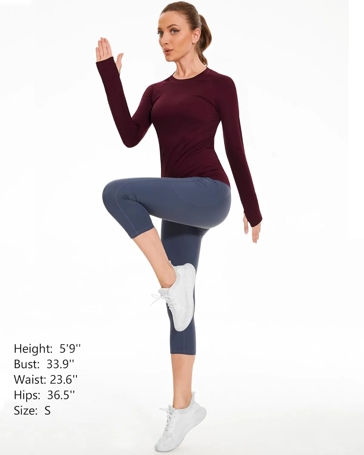 Stelle Women Workout Shirts Seamless Long Sleeve Yoga Tops with Thumb Holes for Sports Running Breathable Athletic Slim Fit