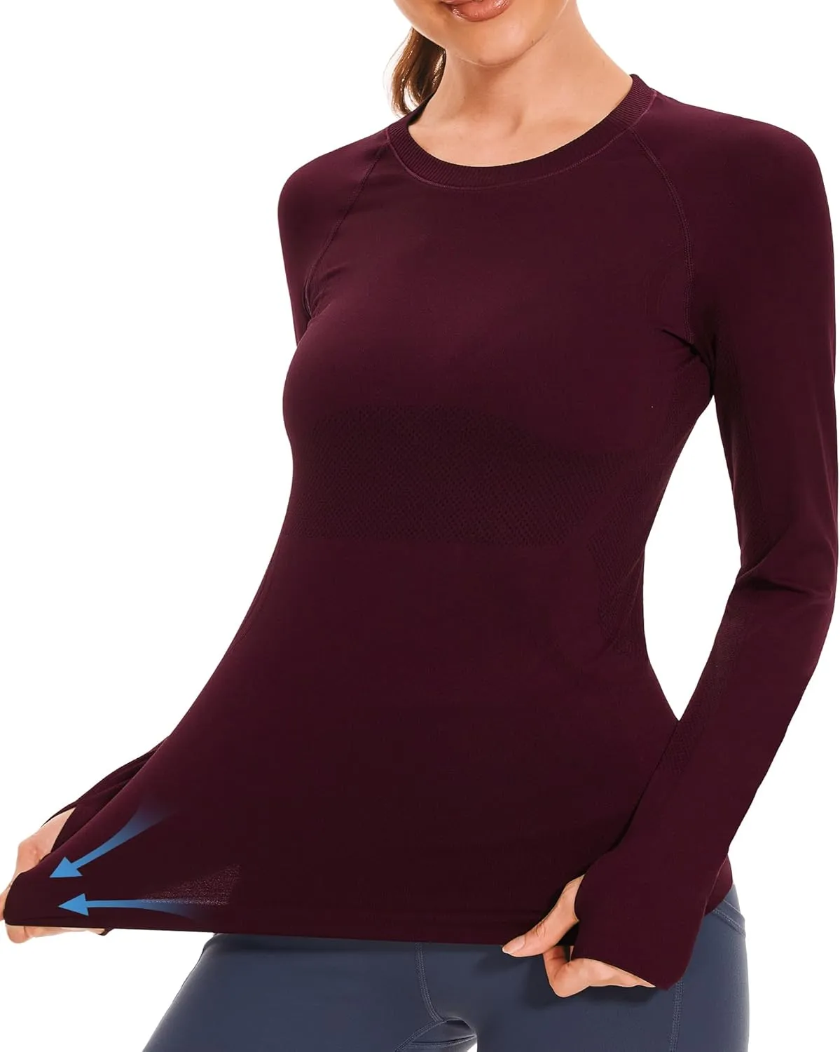 Stelle Women Workout Shirts Seamless Long Sleeve Yoga Tops with Thumb Holes for Sports Running Breathable Athletic Slim Fit