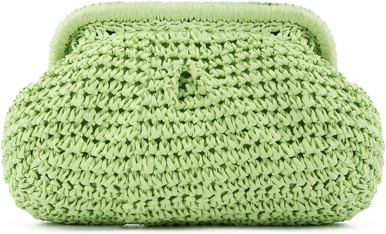 Straw Dumpling Clutch Bag - Woven Straw Tote Clutch Purse for Women - Summer Beach Bag - Wicker Clutch