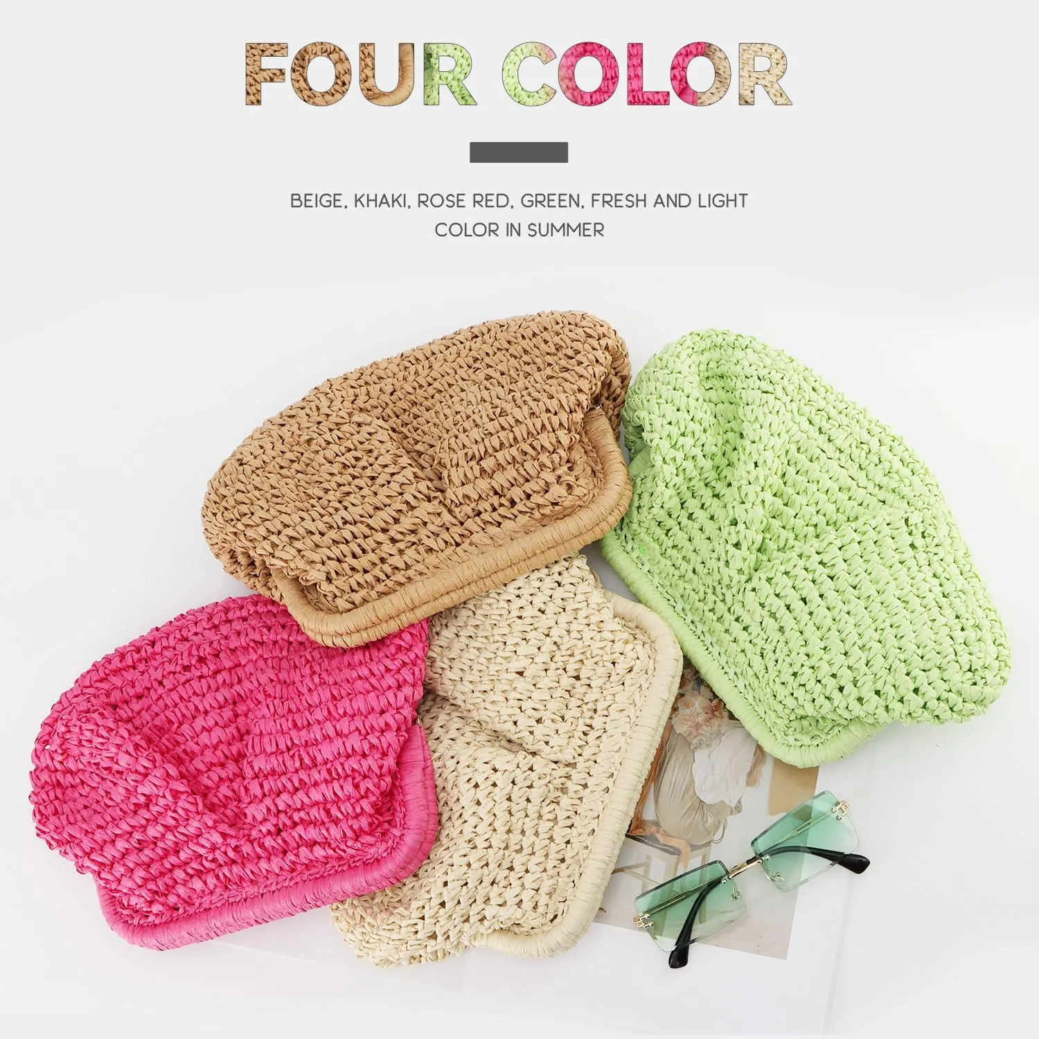Straw Dumpling Clutch Bag - Woven Straw Tote Clutch Purse for Women - Summer Beach Bag - Wicker Clutch