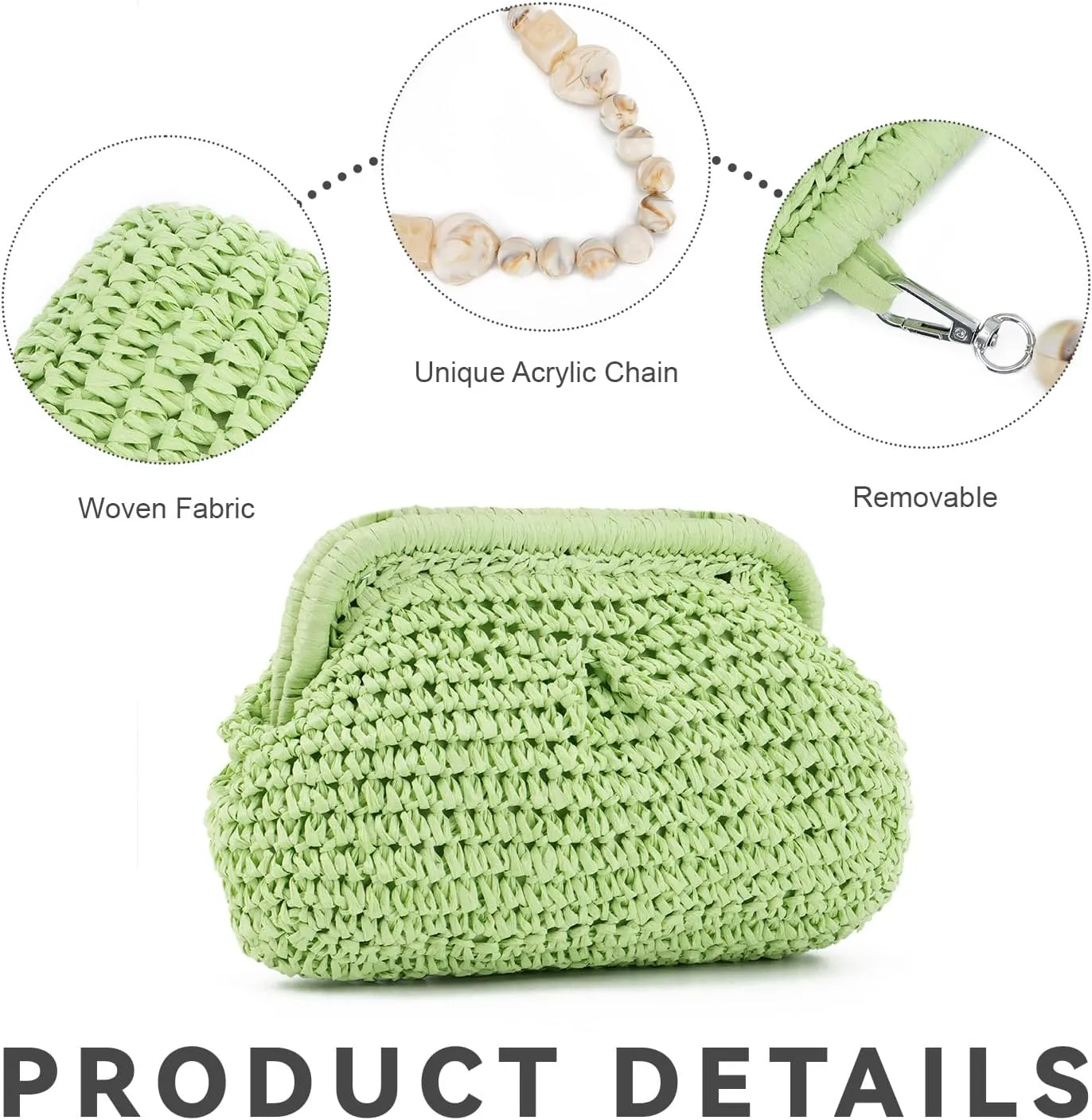 Straw Dumpling Clutch Bag - Woven Straw Tote Clutch Purse for Women - Summer Beach Bag - Wicker Clutch