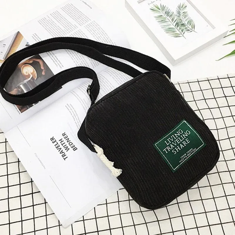 Striped Velvet Crossbody Bag Versatile & Simple