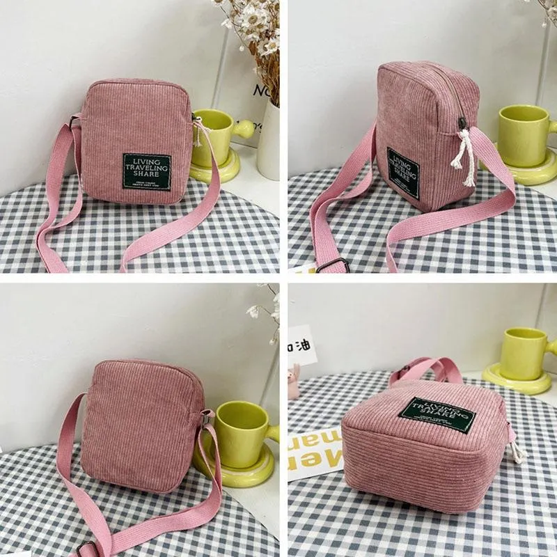 Striped Velvet Crossbody Bag Versatile & Simple