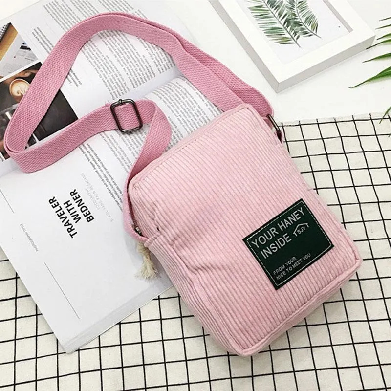 Striped Velvet Crossbody Bag Versatile & Simple