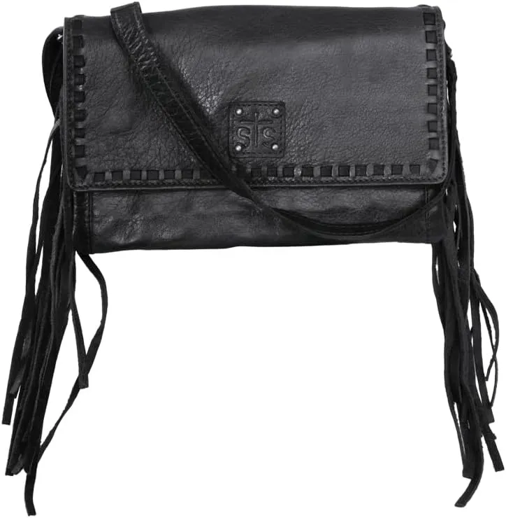 STS Ranchwear Womens Indie Harper Black Buffalo Leather Crossbody Bag