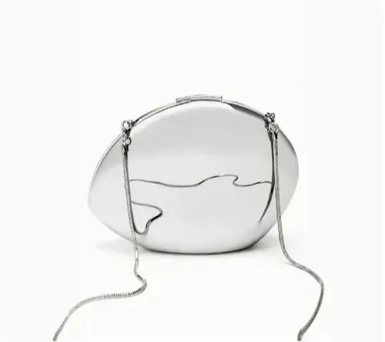 Stylish Silver Gold Metal Clutch Bag 2024