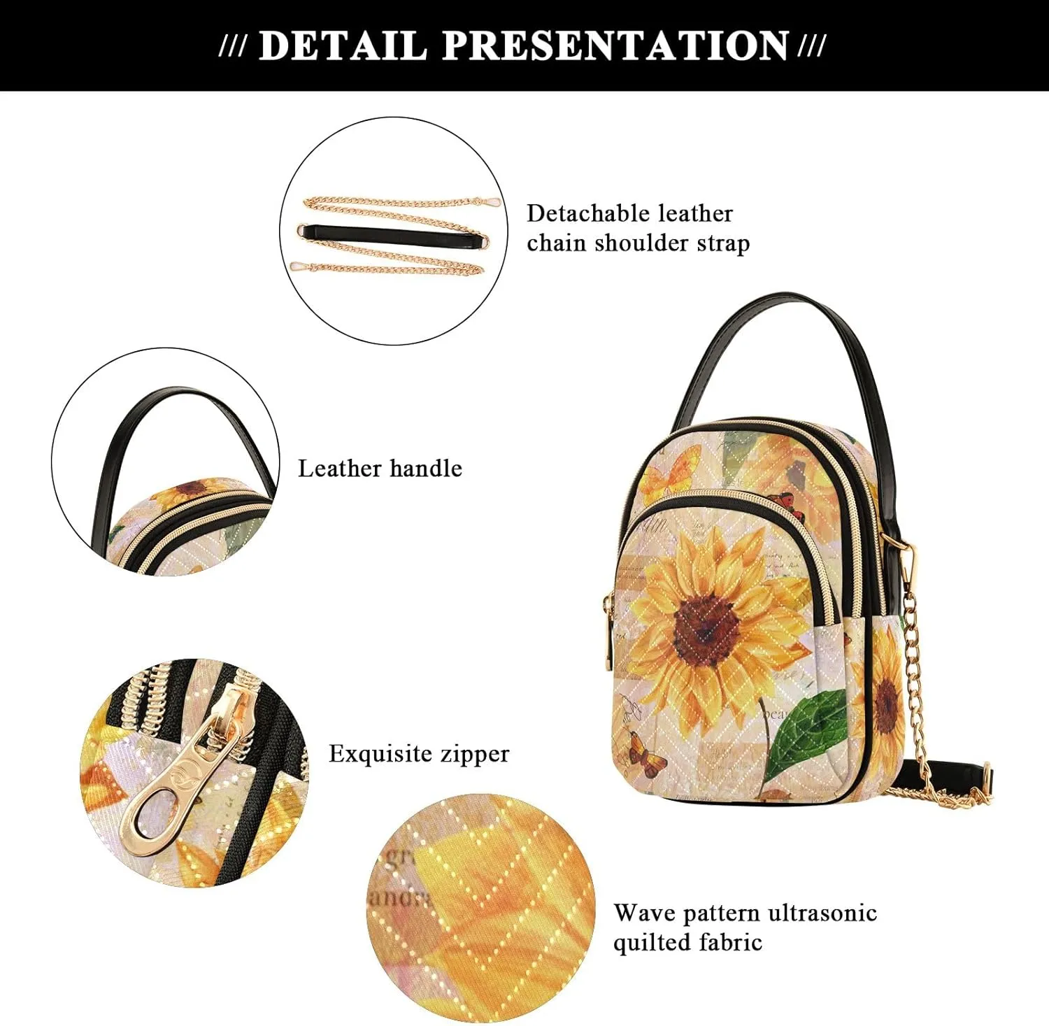 SUABO Crossbody Bag for Women, Cute Phone Purse Detachable Chain Bag Shoulder Handbag Wallet