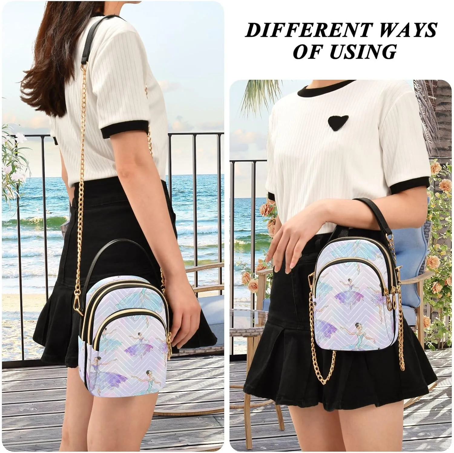 SUABO Crossbody Bag for Women, Cute Phone Purse Detachable Chain Bag Shoulder Handbag Wallet