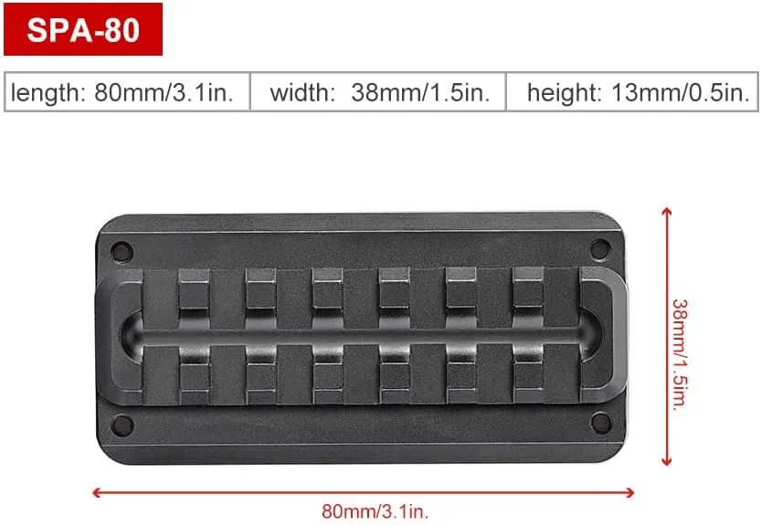 Sunwayfoto SPA-80 80mm Arca/RRS to Picatinny Adapter