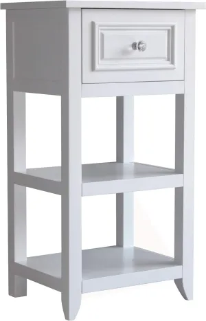 Teamson Home Dawson Freestanding Single Floor Cabinet Bathroom Bedroom Living Room Storage Organizer with 1 Drawer and Open Shelves, White