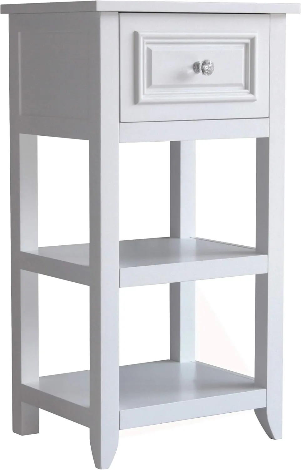 Teamson Home Dawson Freestanding Single Floor Cabinet Bathroom Bedroom Living Room Storage Organizer with 1 Drawer and Open Shelves, White