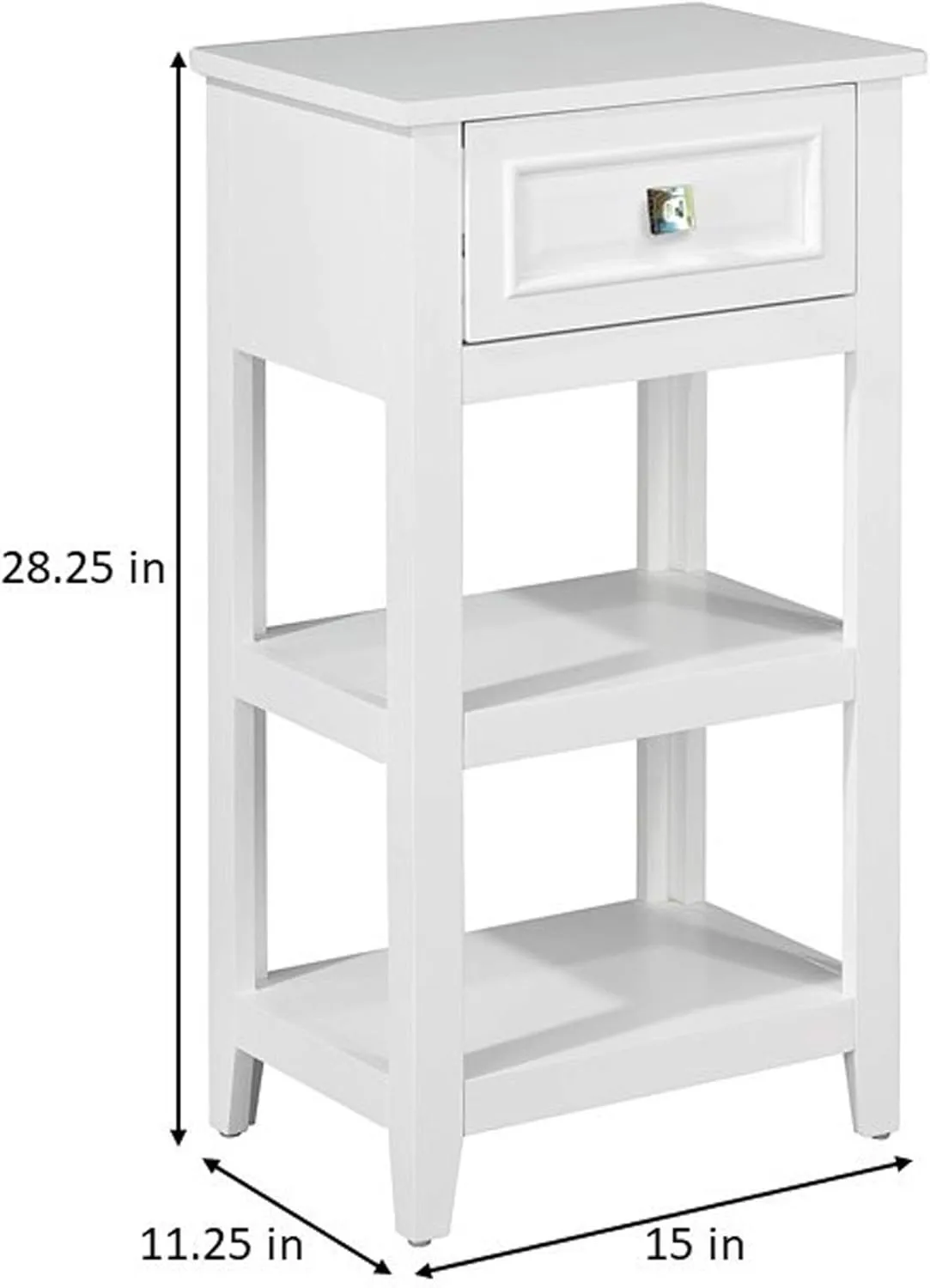Teamson Home Dawson Freestanding Single Floor Cabinet Bathroom Bedroom Living Room Storage Organizer with 1 Drawer and Open Shelves, White