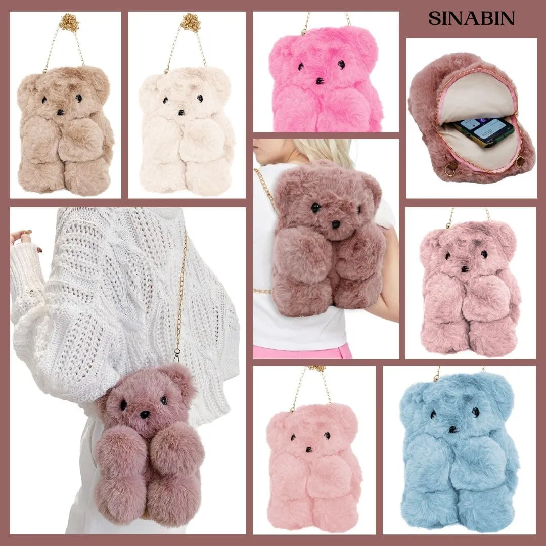 Teddy Bear Fuzzy Faux Fur Versatile Crossbody Bag