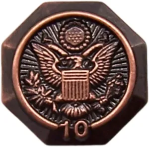 Ten Year Federal Years of Service Octagon Lapel Pin, Recognition Gift, 5/8 Inch