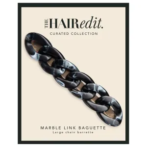 The Hair Edit Marble Link Baguette - Large Black Marble Chain Link Barrette