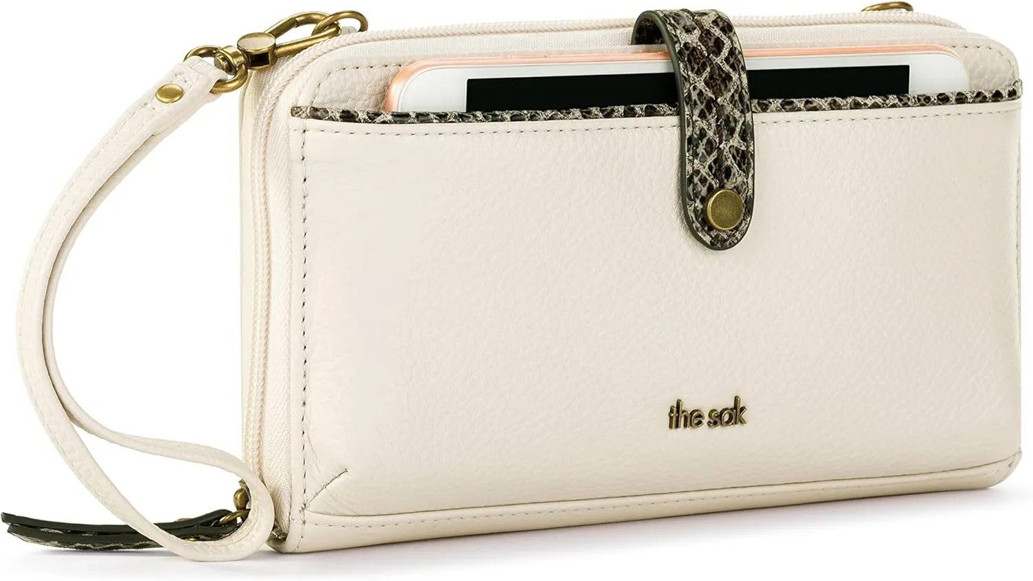 The Sak Iris Large Smartphone Crossbody Bag in Leather, Detachable Wristlet Strap