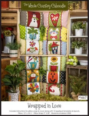 The Whole Country Caboodle Love Pillow Wrap Pattern, Multi, 13" x 19"