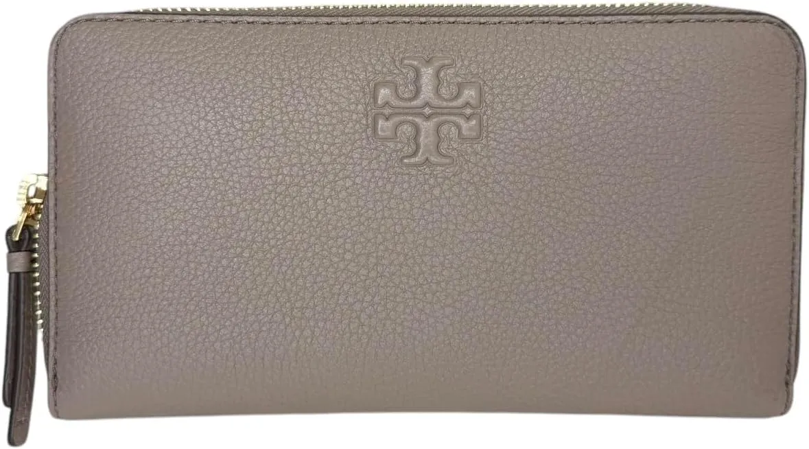 Tory Burch Women's 146471 Pebble Leather Thea Zip Around Continental Wallet With ID Card Case, (Gray Heron)