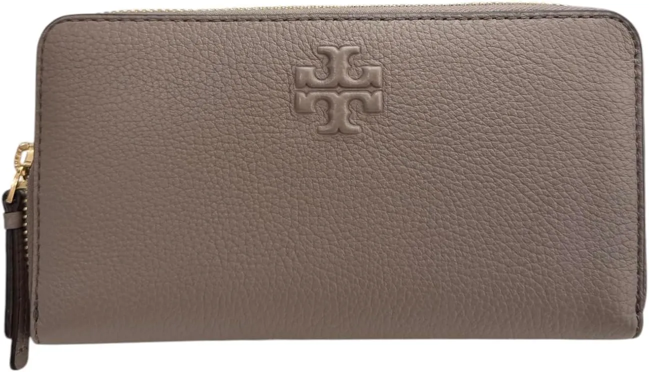 Tory Burch Women's 146471 Pebble Leather Thea Zip Around Continental Wallet With ID Card Case, (Gray Heron)
