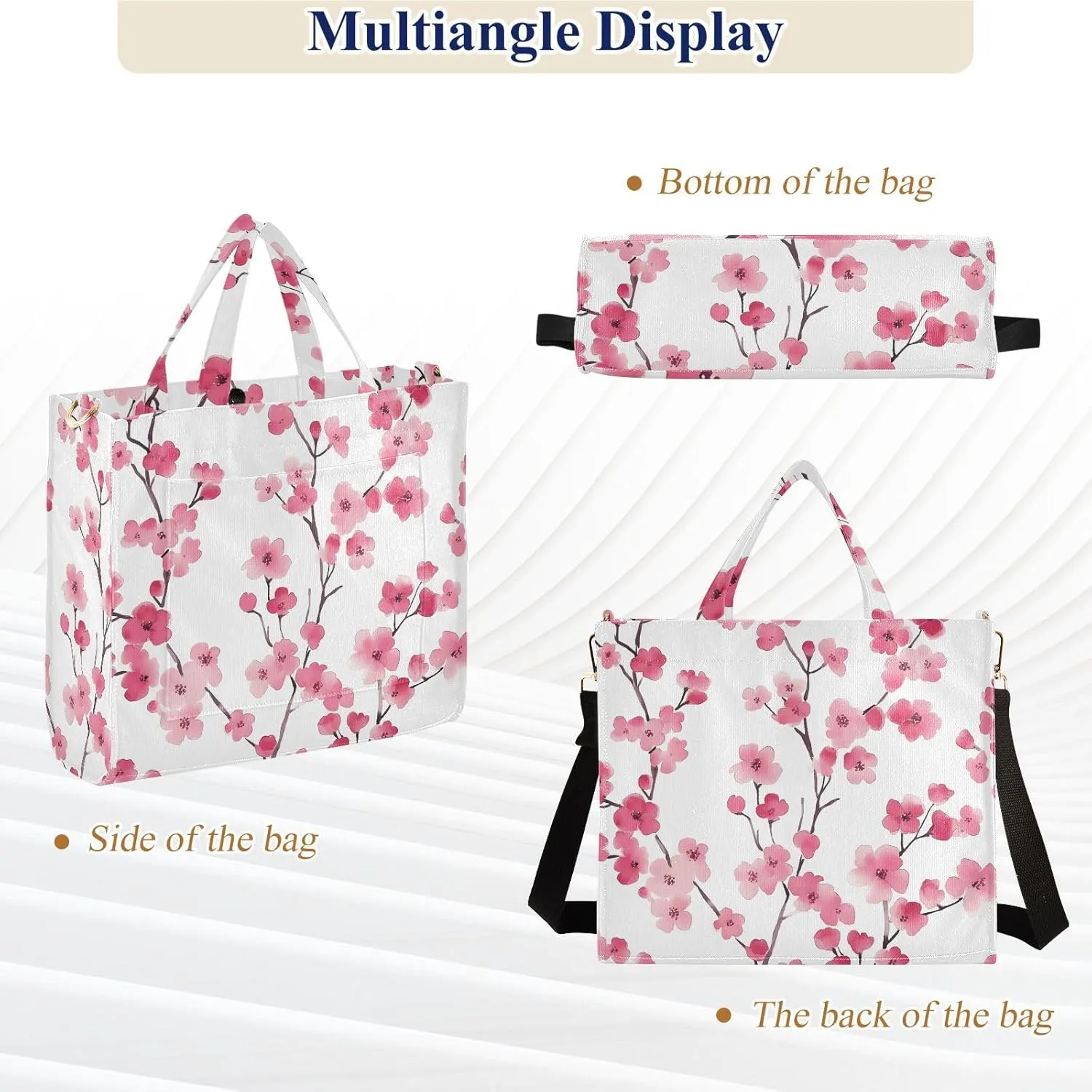 Tote Bag for Women with Inner Pockets Corduroy Crossbody Shoulder Purse Bags for Trip Office Work 13.7 * 4.9 * 12.2IN