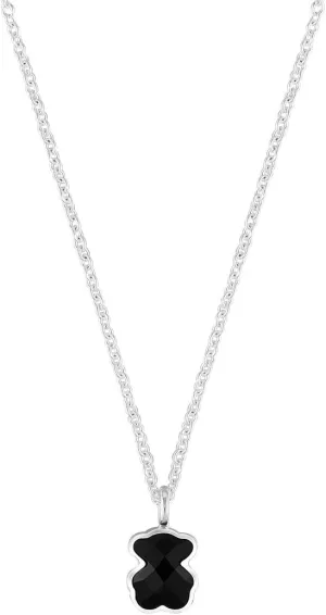TOUS Bear Black Onyx Sterling Silver Pendant Necklace