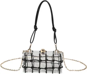Transparent Knotted Handle Rhinestone Evening Acrylic Clutch Designer Shoulder Bag Luxury Wedding Party Bridal Purse