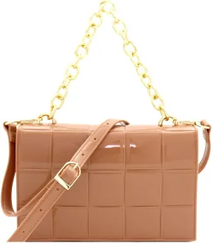 Trendeology Chain Accent Woven Effect Jelly 2-Way Shoulder Bag Crossbody