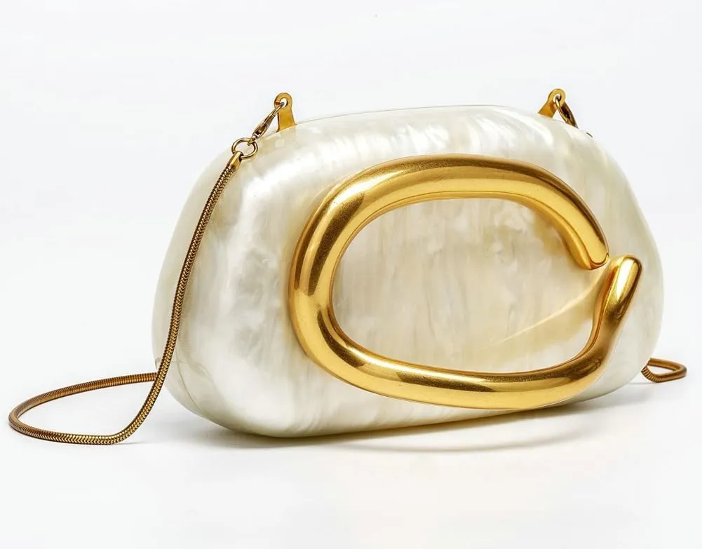 Trendy Vegan Leather Clutch Bag Evening Handbag Y2K Crossbody Bag For Women Womens Casual Summer Beach Purse Metal Handle