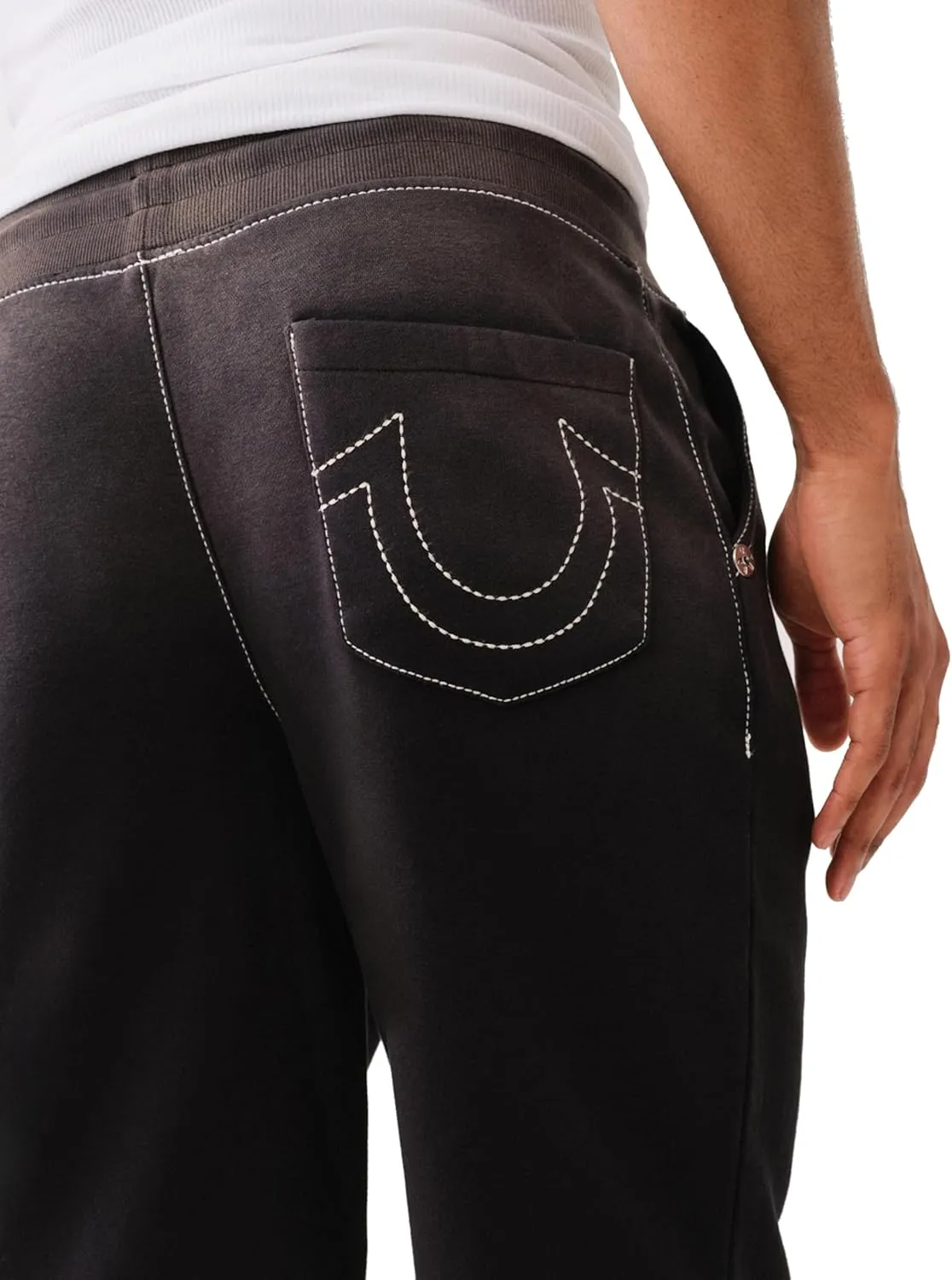 True Religion Men's Worn Applique Big T Jog Short
