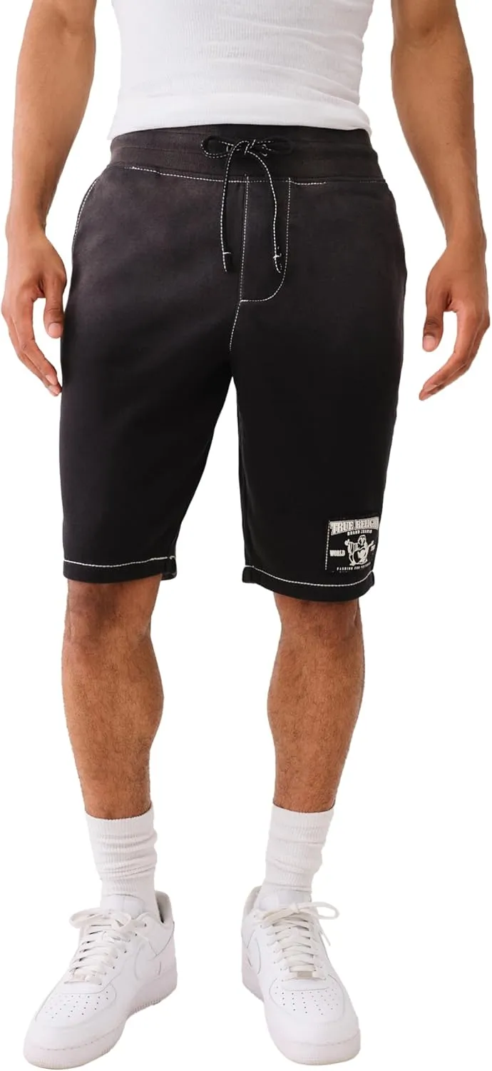 True Religion Men's Worn Applique Big T Jog Short