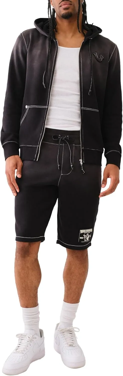 True Religion Men's Worn Applique Big T Jog Short