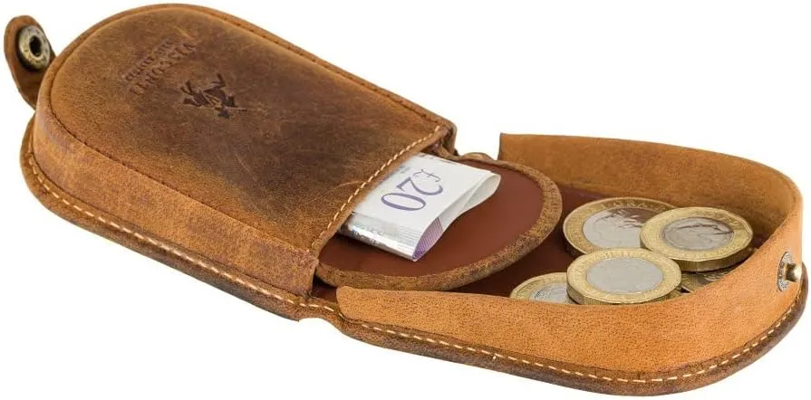 TRY-5 Smooth Soft Leather Coin Purse Pouch Tray/Money Change Holder (Tan)