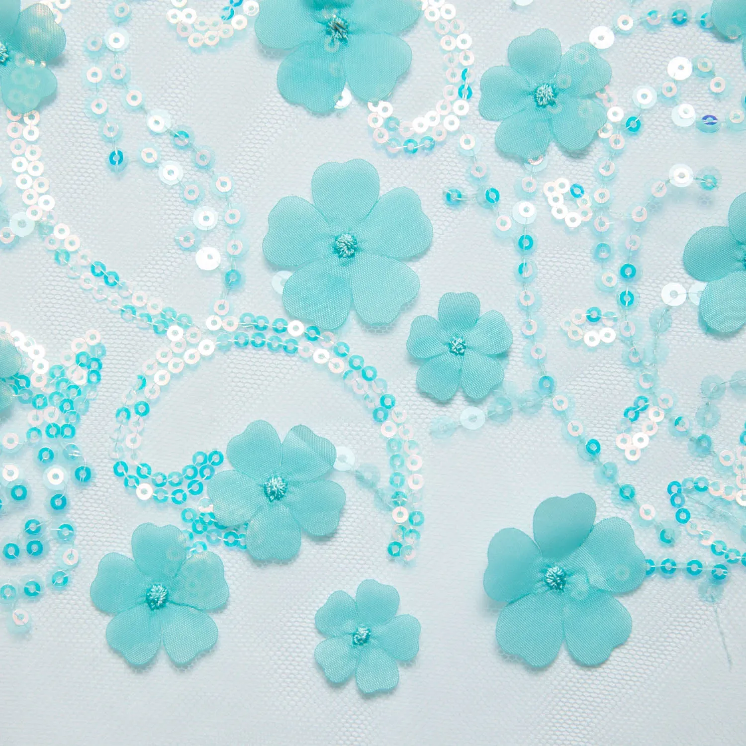 Tulle Lace Fabric Embroidered with Applique and Incredible 3D Floral Pattern 52" Wide | Exquisite Fabric