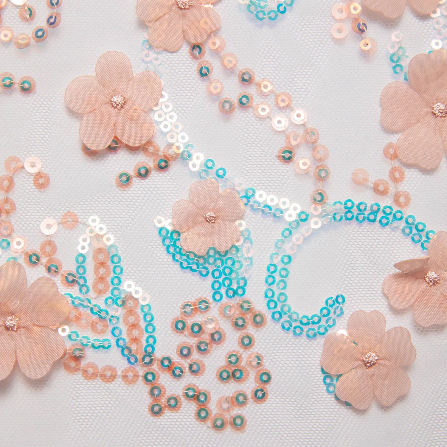 Tulle Lace Fabric Embroidered with Applique and Incredible 3D Floral Pattern 52" Wide | Exquisite Fabric