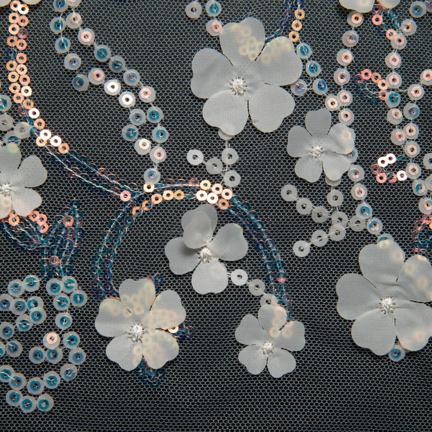 Tulle Lace Fabric Embroidered with Applique and Incredible 3D Floral Pattern 52" Wide | Exquisite Fabric