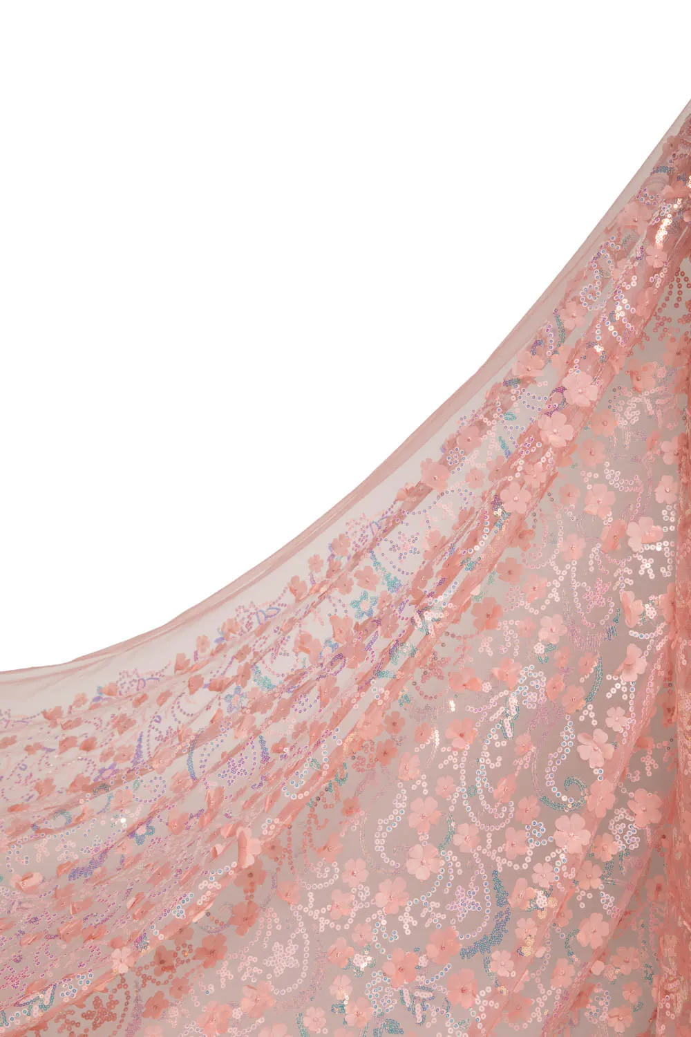 Tulle Lace Fabric Embroidered with Applique and Incredible 3D Floral Pattern 52" Wide | Exquisite Fabric