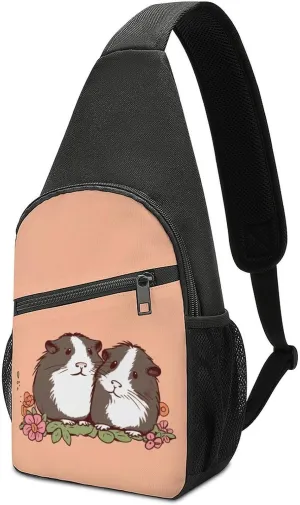 Two Guinea Pigs Hanging Out Sling Bag Travel Sling Backpack Man Purse for Men Hiking Crossbody Bags Chest Bag Shoulder Chest Pack