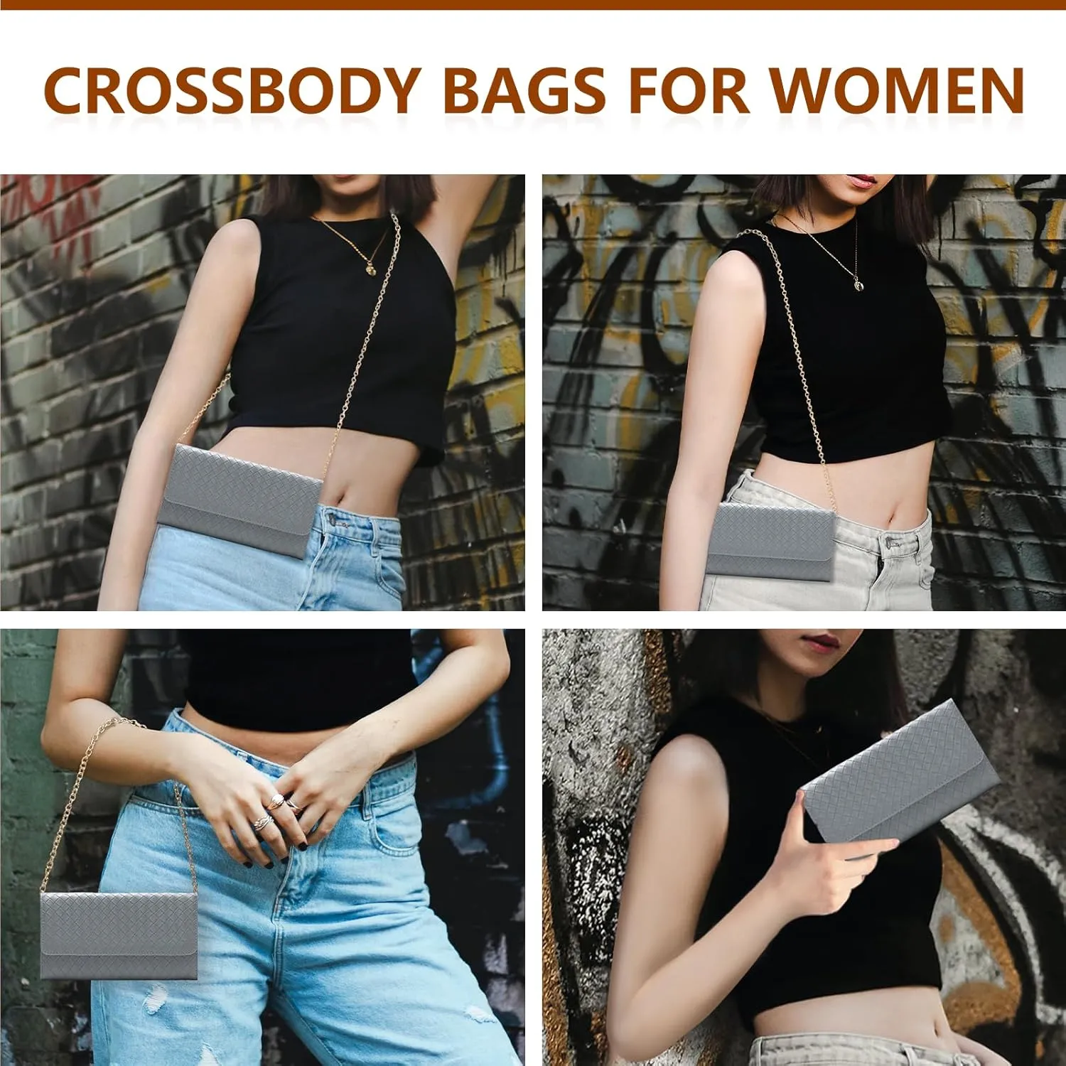 U U Crossbody Bags for Women, Handbags Cell Phone Wallet Small Purse with Credit Card Slots and Removebale Chain