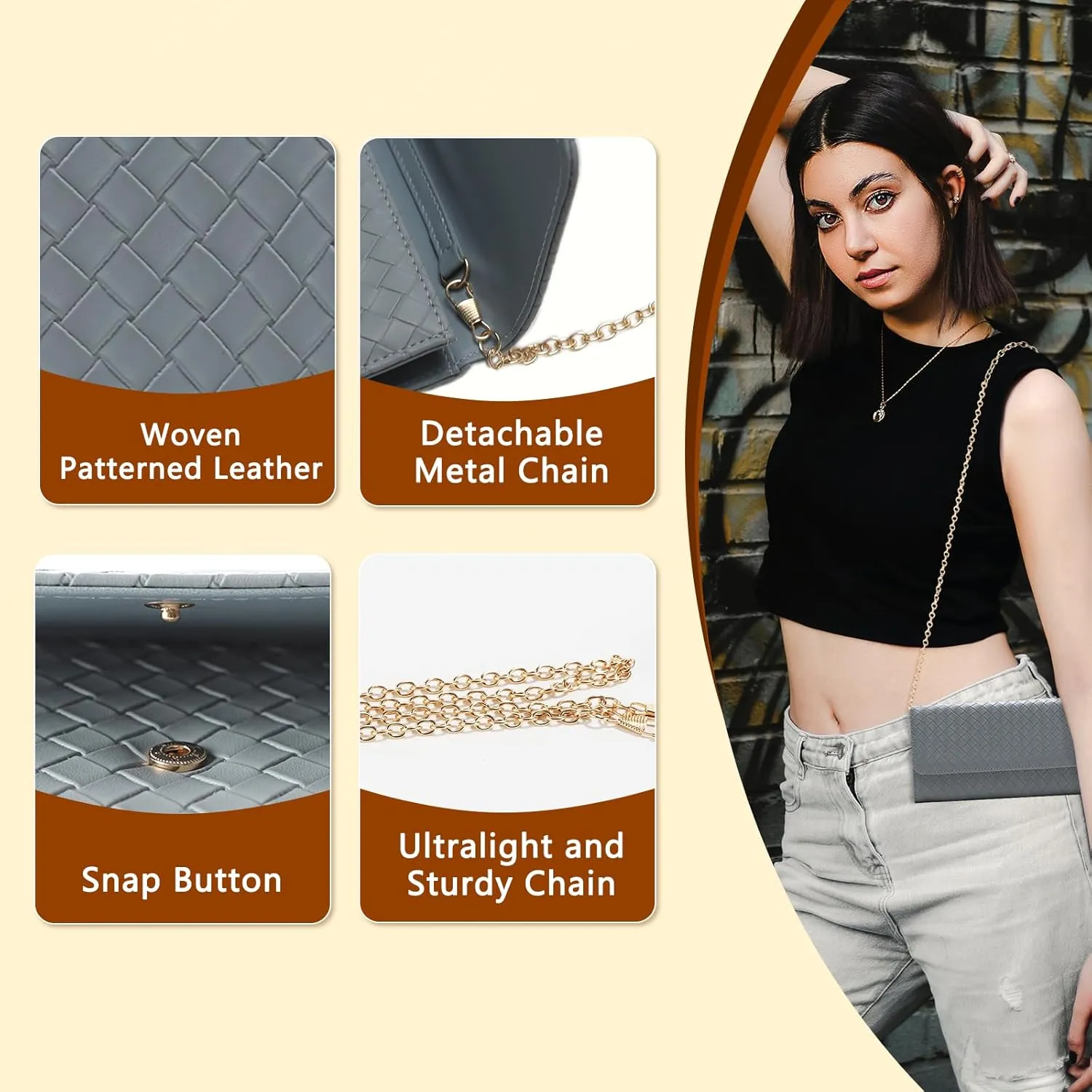 U U Crossbody Bags for Women, Handbags Cell Phone Wallet Small Purse with Credit Card Slots and Removebale Chain