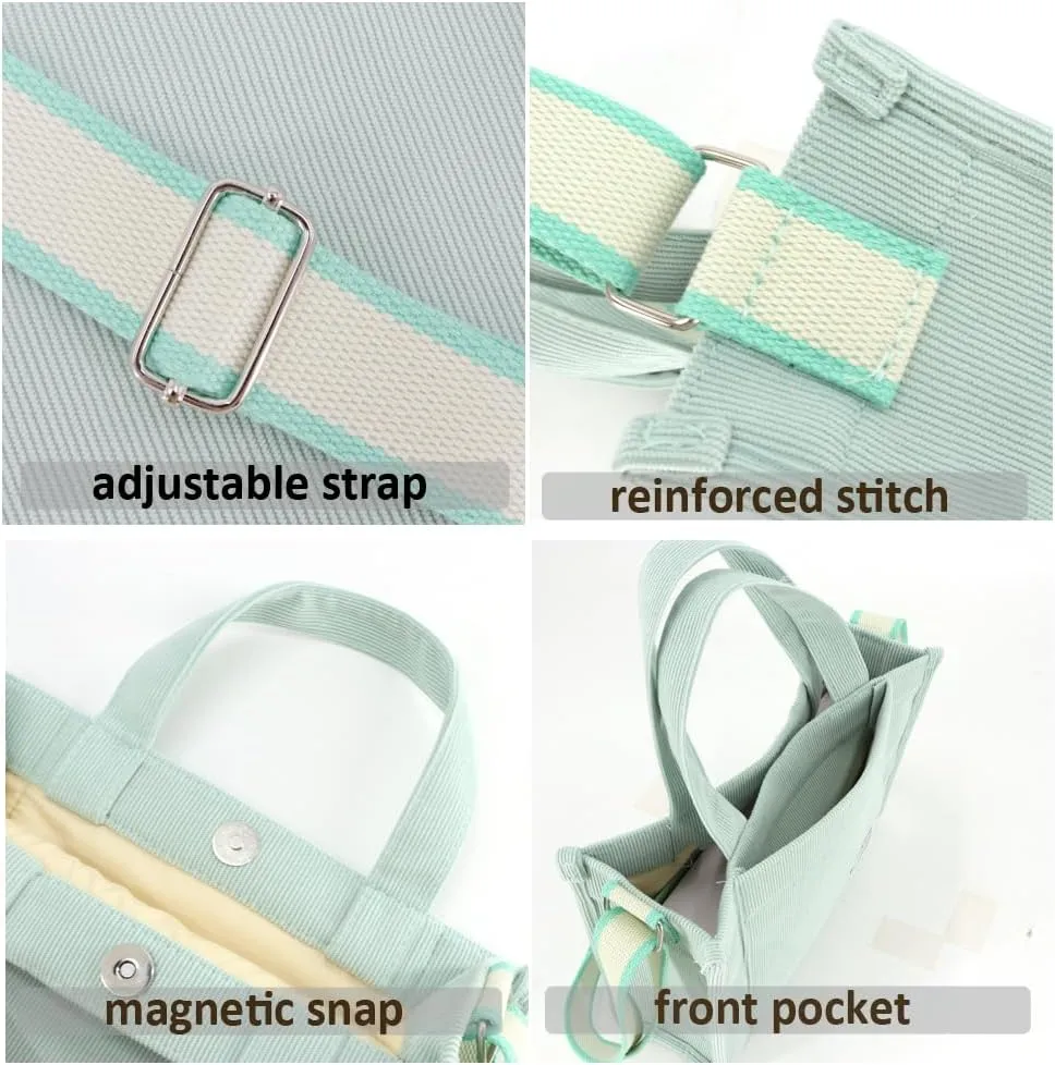 UERRUAM Corduroy Tote Bag for Women Work Crossbody Purse for Everyday,College,Travel,Lightweight Handbag Adjustable Strap