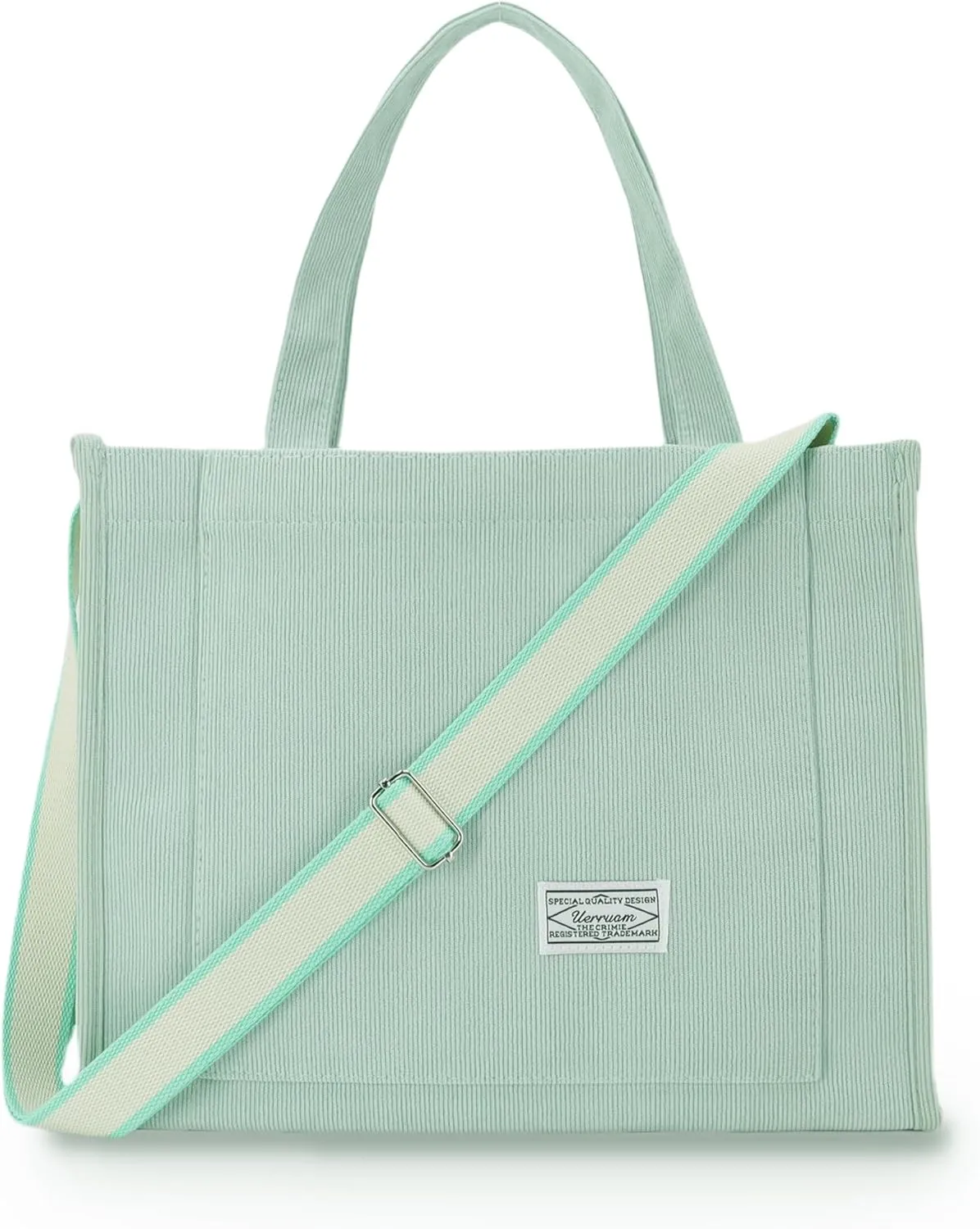 UERRUAM Corduroy Tote Bag for Women Work Crossbody Purse for Everyday,College,Travel,Lightweight Handbag Adjustable Strap