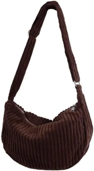 Ulisty Women Small Corduroy Hobo Bag Wide Strap Crossbody Bag Shoulder Bag Casual Handbag Daily Bag