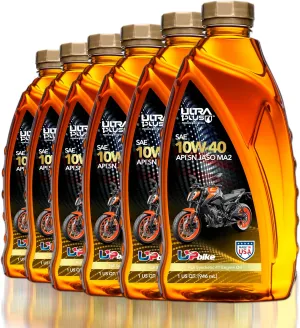 ULTRA 1PLUS 4T 10W-40 Full Synthetic Motorcycle Oil API SN JASO MA2-10W40 Motor Oil, 6 QTS