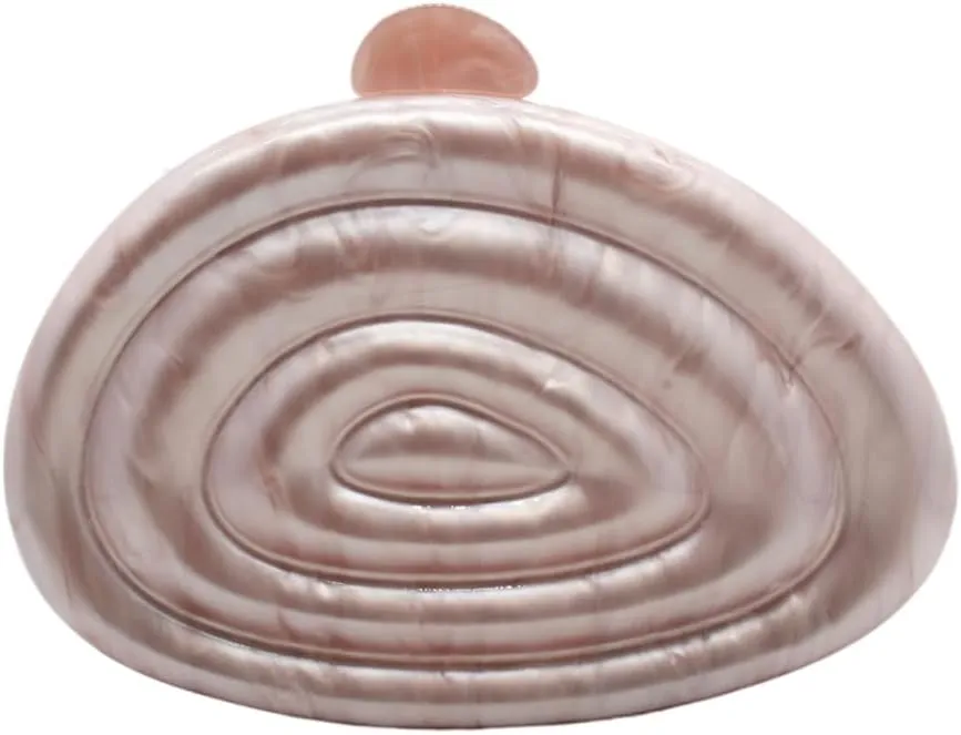 UMREN Lovely Acrylic Shell Shaped Clutch for Women Acrylic Evening Clutch Purse Marble Handbag for Wedding Cocktail Party
