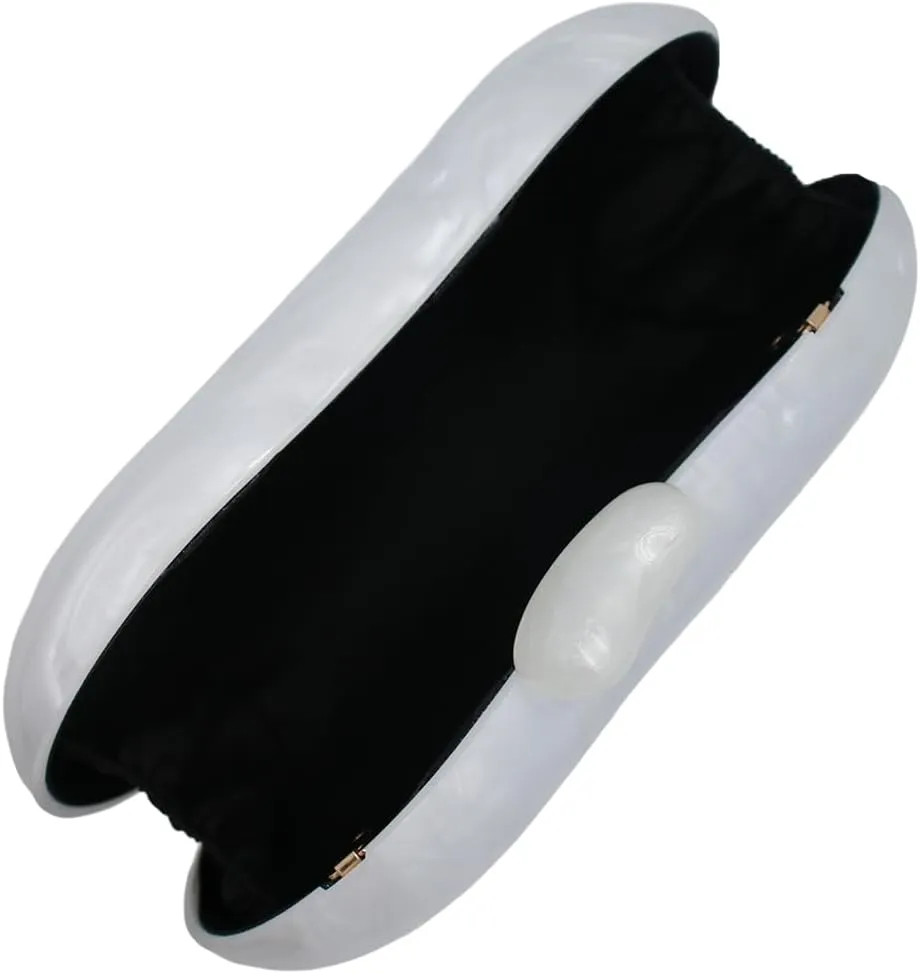 UMREN Lovely Acrylic Shell Shaped Clutch for Women Acrylic Evening Clutch Purse Marble Handbag for Wedding Cocktail Party
