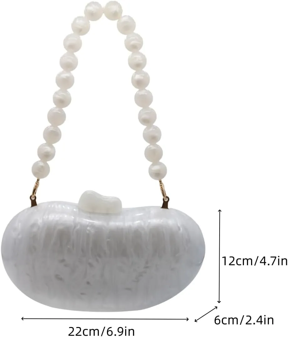 UMREN Lovely Acrylic Shell Shaped Clutch for Women Acrylic Evening Clutch Purse Marble Handbag for Wedding Cocktail Party