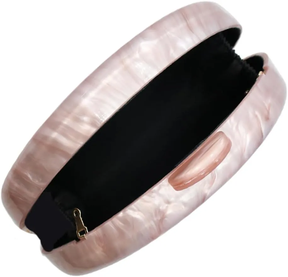 UMREN Lovely Acrylic Shell Shaped Clutch for Women Acrylic Evening Clutch Purse Marble Handbag for Wedding Cocktail Party