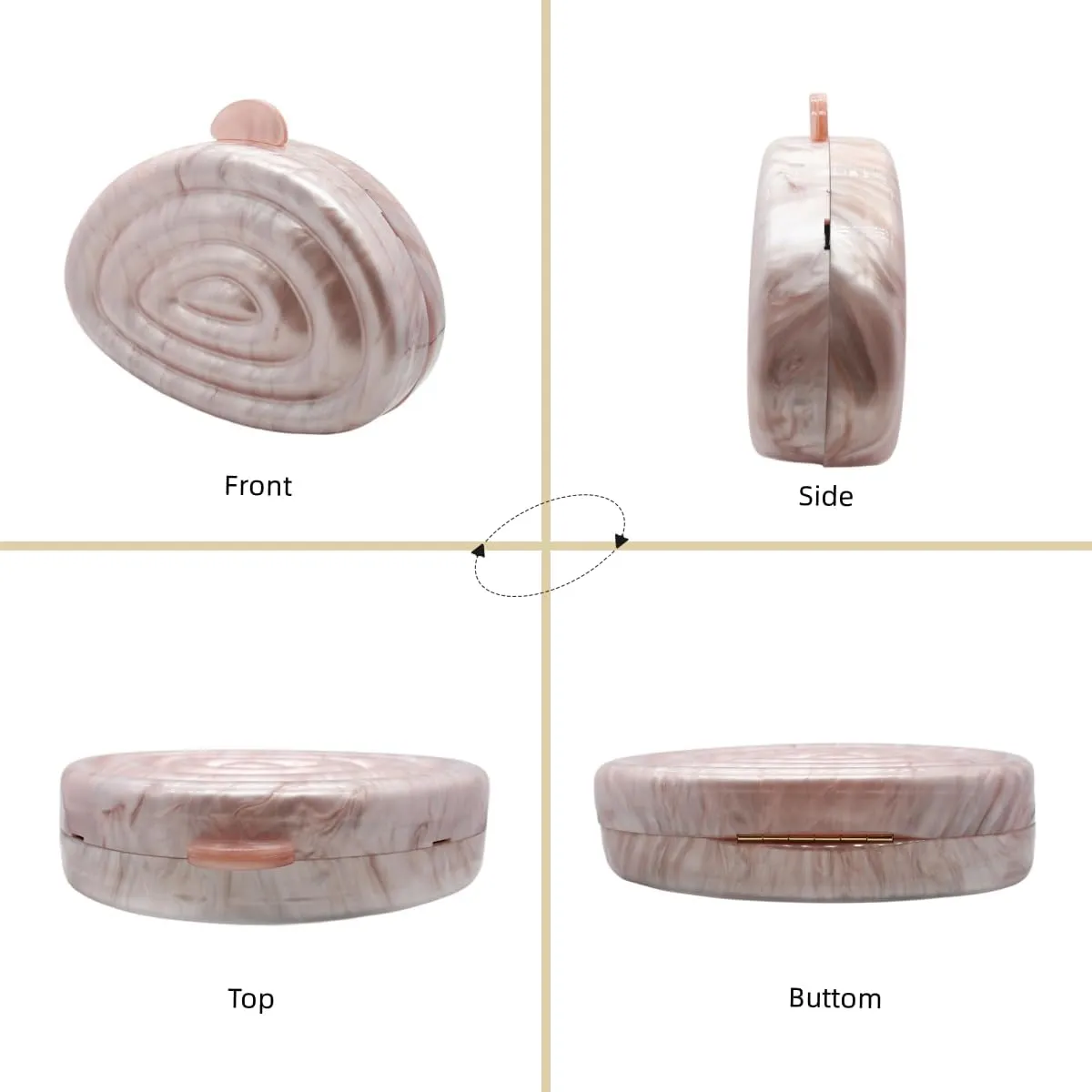 UMREN Lovely Acrylic Shell Shaped Clutch for Women Acrylic Evening Clutch Purse Marble Handbag for Wedding Cocktail Party